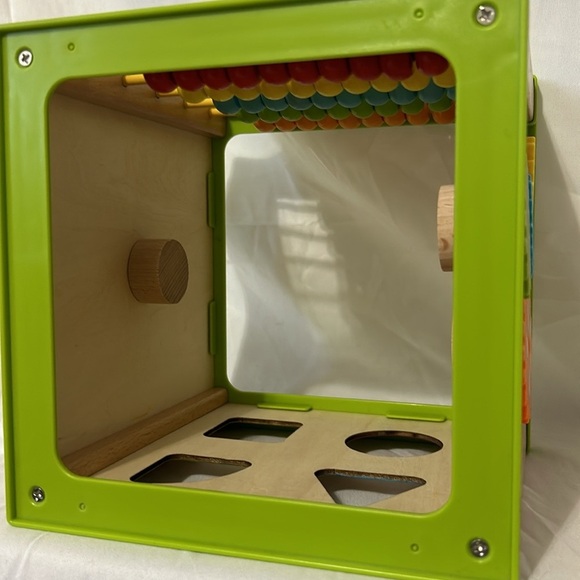 Toddler Learning Cube Toy Wooden Gears Abacus Clock Shape Montessori 7 in x 7 in - Picture 9 of 10